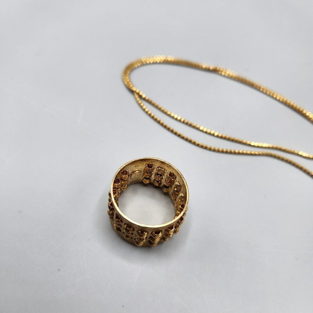 Athomie Gold Spinning Bead Necklace Pendant & Ring Sterling Silver 925 Italy - Picture 13 of 15